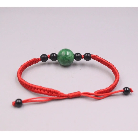 💗 Jade Beaded Macrame Bracelet 7”-8” adjustable NEW - Picture 3 of 5